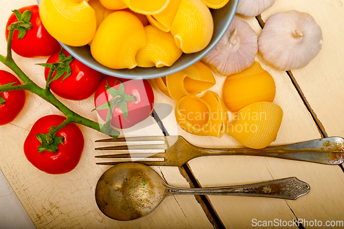 Image of Italian snail lumaconi pasta with tomatoes