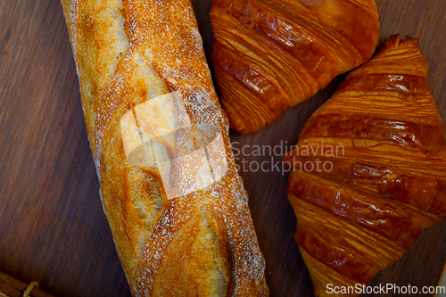 Image of French fresh croissants and artisan baguette tradition