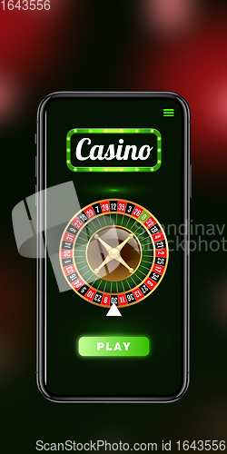 Image of Online gambling, casino concept. Cellphone, device with lottery, casino cover