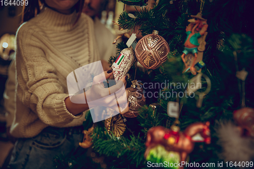 Image of Woman looking for home decoration and holiday\'s gifts in household store