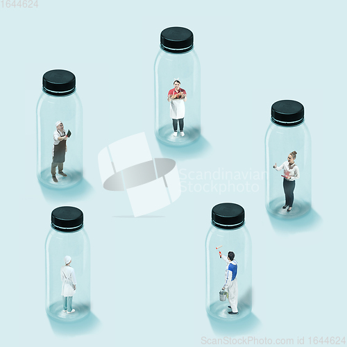 Image of Concept of social distance during coronavirus wolrdwide pandemic, safety in work and daily routine