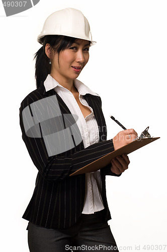 Image of Business woman in hard hat