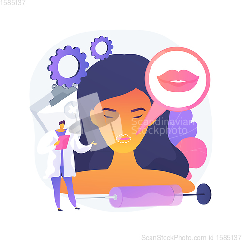 Image of Lip injections abstract concept vector illustration.