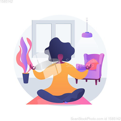 Image of Home yoga abstract concept vector illustration.
