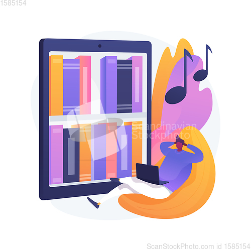 Image of Listen to audiobooks abstract concept vector illustration.