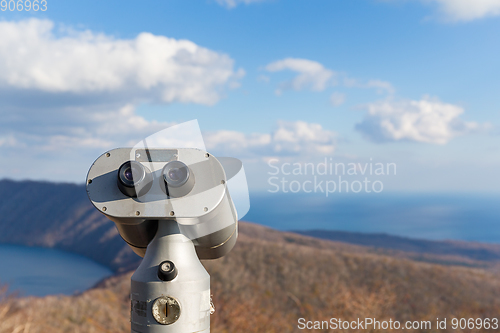 Image of Tourist Binocular in Lake kuttara in Shiraoi