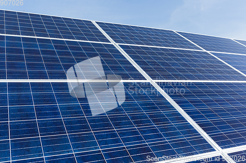 Image of Solar panel with blue sky