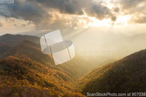 Image of Beautiful sunset in Nikko