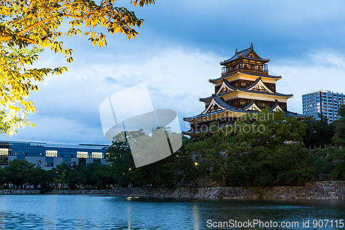 Image of Hiroshima Castle in japan at night
