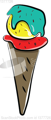 Image of A colored ice cream cone, vector or color illustration.