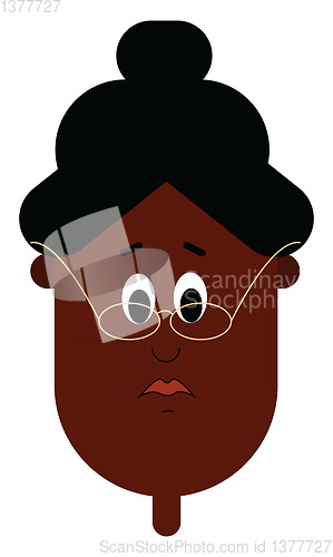 Image of A color illustration of a woman with black hair and specs, vecto