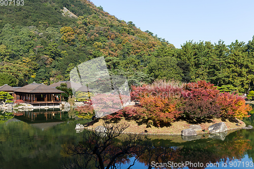 Image of Japanese Ritsurin Garden in Autumn