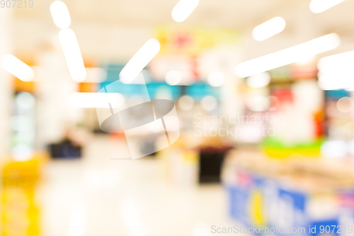 Image of Supermarket Shelves Blurred Background