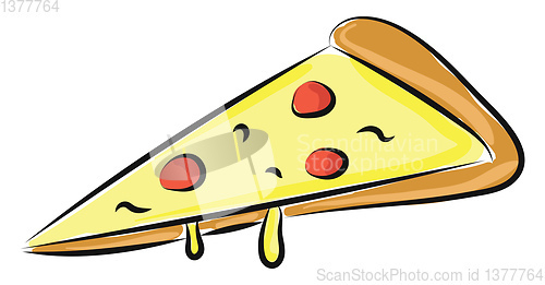 Image of Image of a slice of pizza, vector or color illustration.