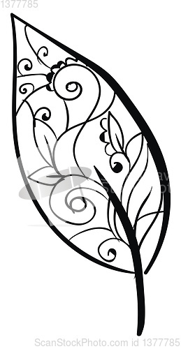 Image of Leaf ornament, vector or color illustration.