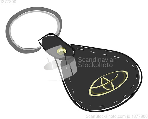 Image of Clipart of the black leather Toyota key chain with the metal key