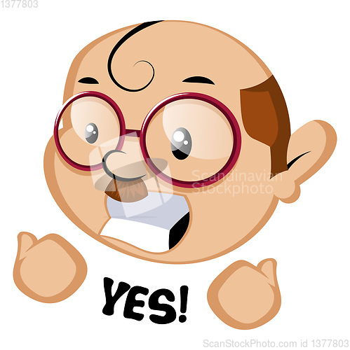 Image of Funny human emoji with a yes sign, illustration, vector on white