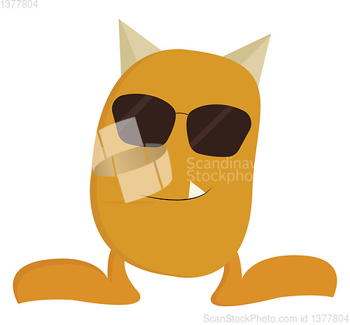 Image of A cool-looking yellow monster with sunglasses, vector or color i