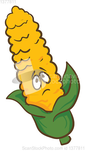 Image of A melancholic corn, vector or color illustration.