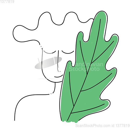 Image of A man with leaf, vector or color illustration.