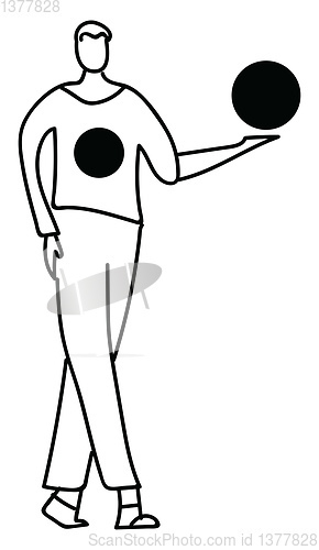 Image of Image of boy with ball, vector or color illustration.