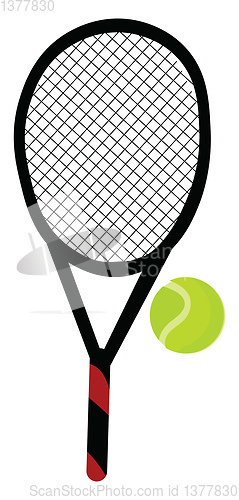 Image of Racket and yellow ball, vector or color illustration.