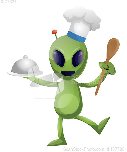 Image of Alien chef, illustration, vector on white background.