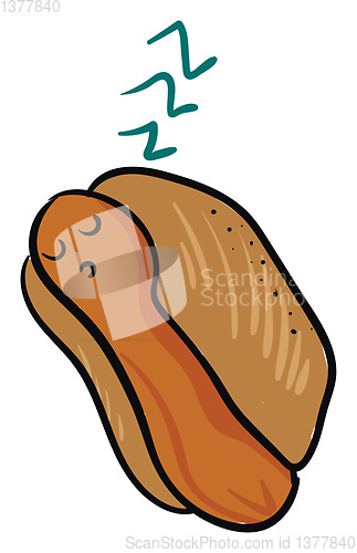 Image of Sleeping hot dog, vector or color illustration.