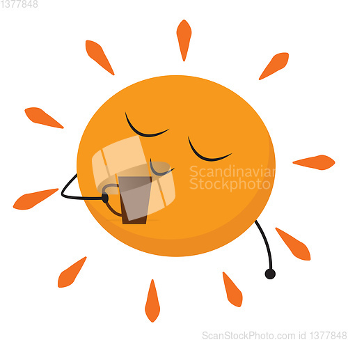 Image of Sun holding hands, vector or color illustration.