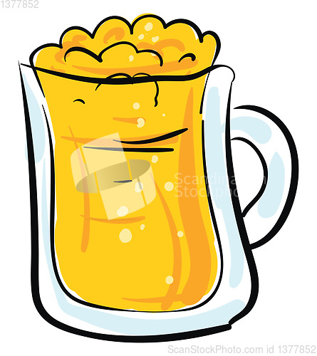 Image of Image of beer in glass cup, vector or color illustration.