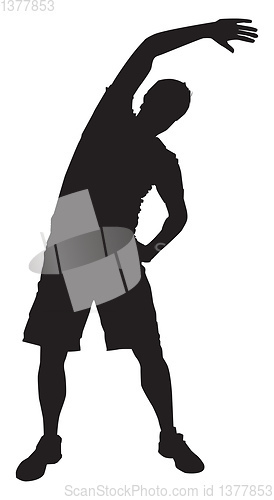 Image of Silhouette of a man how stretches out , illustration, vector on 