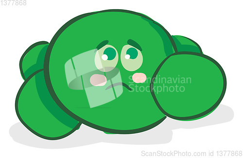 Image of A color illustration of a woeful green peas, vector or color ill