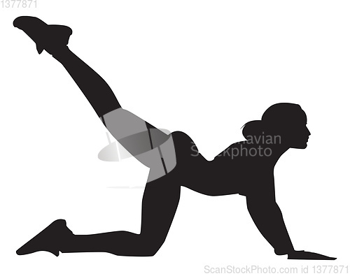 Image of Silhouette of a woman stretches out hamstings , illustration, ve