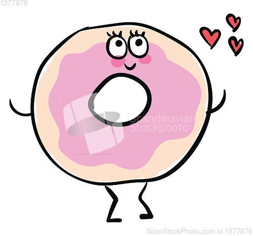 Image of Image of blessed love donut, vector or color illustration.