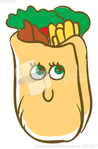 Image of Happy shawarma, vector or color illustration.