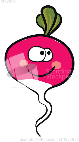 Image of A smiling pink radish, vector or color illustration.