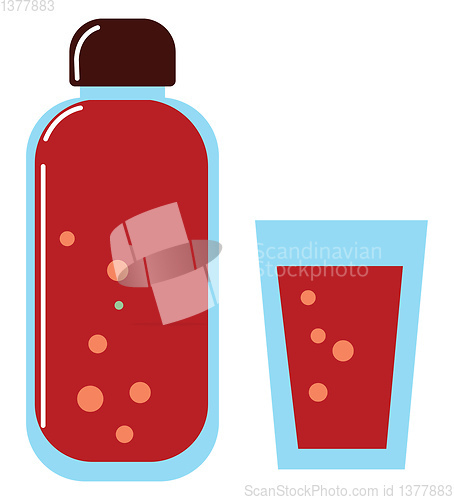 Image of Red juice in bottle, vector or color illustration.