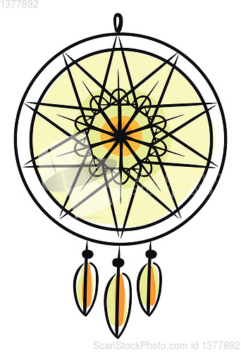 Image of A large yellow dream catcher wall hanging modern home decoration