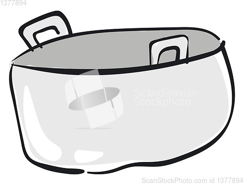 Image of White saucepan, vector or color illustration.