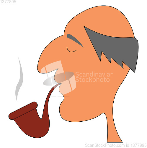 Image of Old man smoking, vector or color illustration.