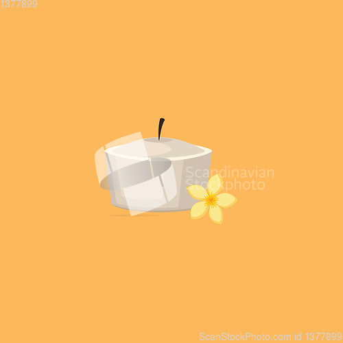 Image of Image of candle with flower, vector or color illustration.