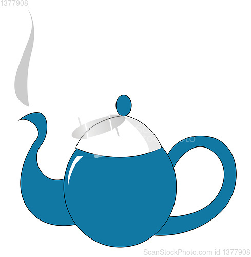 Image of Clipart of a blue-colored teapot/Evening snacks time, vector or 