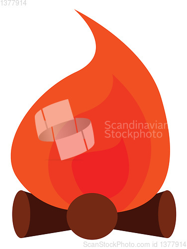 Image of Logs on fire, vector or color illustration.