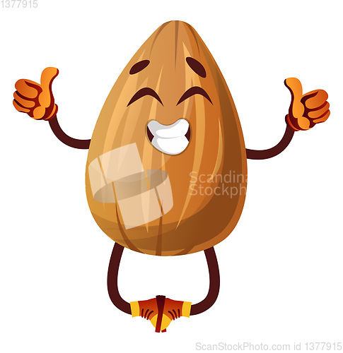 Image of Happy Almond giving thumbs up, illustration, vector on white bac