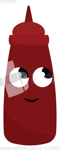 Image of A smiling ketchup bottle, vector or color illustration.