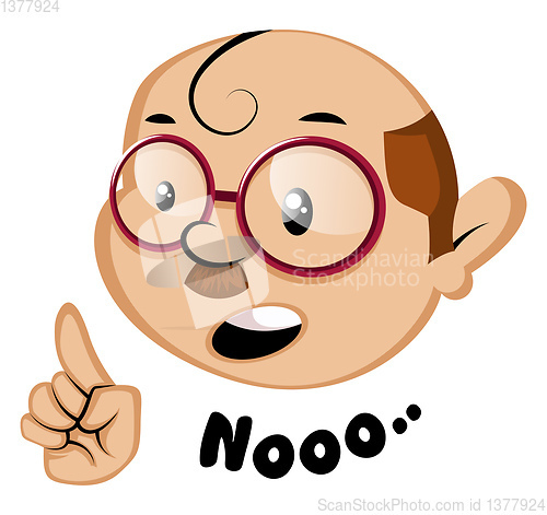 Image of Funny human emoji with a Noo letters, illustration, vector on wh