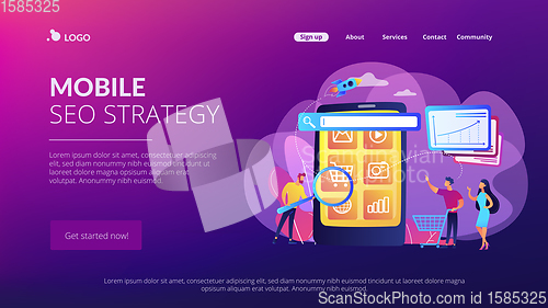 Image of Mobile media optimization concept landing page