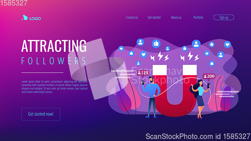 Image of Attracting followers concept landing page