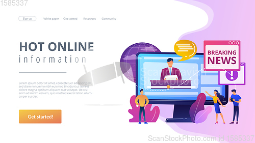 Image of Hot online information concept landing page