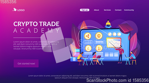 Image of Cryptocurrency trading courses concept landing page